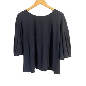Laundry by Shelli Segal top women’s size XL navy blue cotton puff sleeve peasant